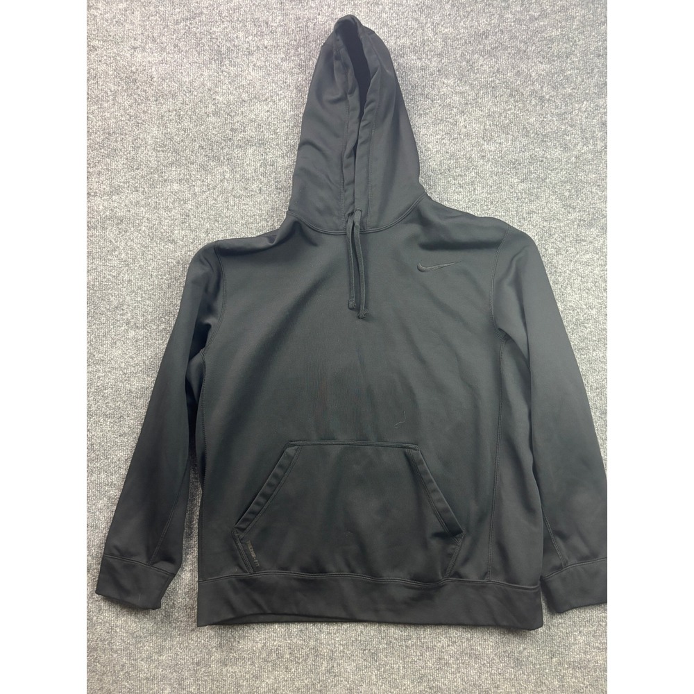 Nike Therma-FIT‎ Hoodie Mens Large Black Pullover Swoosh Athletic Sweatshirt